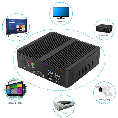फैनलेस Linux Pfsense इंडस्ट्रियल मिनी वर्कस्टेशन कंप्यूटर PC N2930 300Mbps VGA RS232